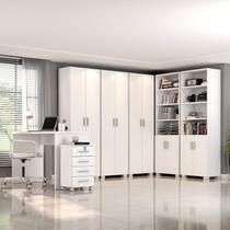 Conjunto para Escritório 7 Peças com Escrivaninha Gávea 1 Gaveteiro 4 Gavetas e 5 Armários Espresso Móveis