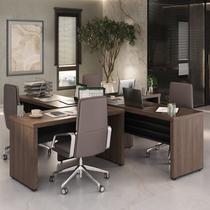 Conjunto para Escritório com 4 Mesas Tamburato 1400 135cm Charuto E Preto Conjunto para Escritório com 4 Mesas Tamburato 1400 135cm Charuto E Preto