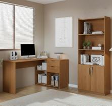 Conjunto Para Escritorio Com Mesa em L NT2060 e Armário Multiuso Notável Móveis