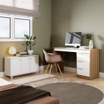 Conjunto para Escritório com Mesa Escrivaninha de Tampo Extensível 3 Peças BRV Móveis Conjunto para Escritório com Mesa Escrivaninha de Tampo Extensível 3 Peças BRV Móveis