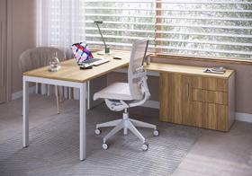 Conjunto para Escritório com Mesa Escrivaninha e Balcão Concept Móvel na Caixa