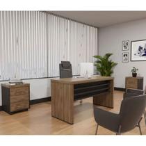 Conjunto para Escritório Executivo - Mesa Tamburato 1400 e 2 Gaveteiros Tamburato Charuto com Preto Conjunto para Escritório Executivo - Mesa Tamburato 1400 e 2 Gaveteiros Tamburato Charuto com Preto