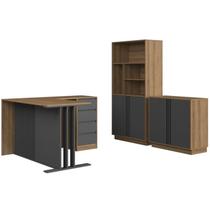 Conjunto Para Escritorio Office 3 Peças CM4080 Mel Grafite FAEM