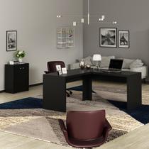 Conjunto para Escritório Preto Mesa e Balcão Tecnomobili