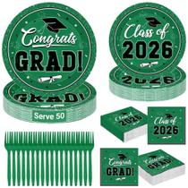 Conjunto para Festa de Formatura QZYL 200 Peças Verde para 50 Convidados Conjunto para Festa de Formatura QZYL 200 Peças Verde para 50 Convidados