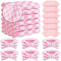 Conjunto para festa do pijama Fanfanwin, 18 peças, manta xadrez rosa