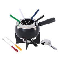 Conjunto Para Fondue 10 Peças Panela Aço Inox Esmaltado Preto - Brinox