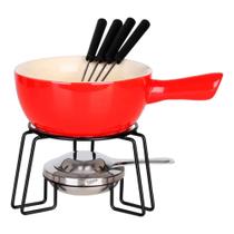Conjunto para Fondue 8 Peças 700ml Cerâmica e Aço Inox Cor:Fundue Vermelho Conjunto para Fondue 8 Peças 700ml Cerâmica e Aço Inox Cor:Fundue Vermelho