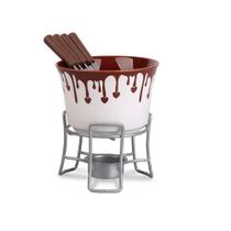 Conjunto para Fondue Brinox Cerâmica Chocolate 6 Peças para 4 Pessoas