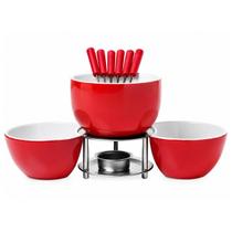 Conjunto Para Fondue Cerâmica 11 Peças Vermelho Brinox Conjunto Para Fondue Cerâmica 11 Peças Vermelho Brinox