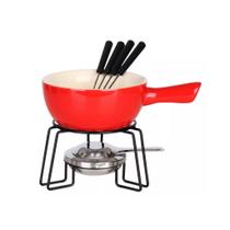 Conjunto Para Fondue Cerâmica 700ml 8 Peças 4 Pessoas - Preto