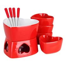 Conjunto Para Fondue Cerâmica Coração 10 Peças 500ml Casita
