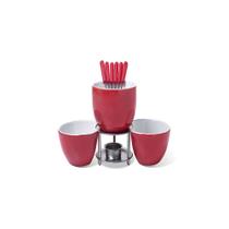 Conjunto para Fondue Cerâmica e Inox 10 Peças Brinox Vermelho Queijo e Chocolate