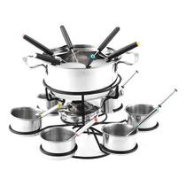 Conjunto Para Fondue com Base Giratória 21 Peças Aço Inox Conjunto Para Fondue com Base Giratória 21 Peças Aço Inox