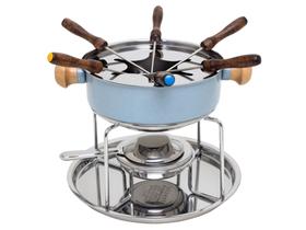 Conjunto para Fondue de Inox Colors Azul Claro 12 Peças - Ravinox