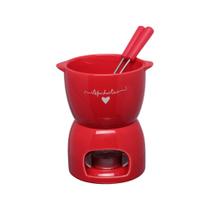 Conjunto para Fondue L'Amour em Cerâmica Vermelha 300ml 5 Peças - Hauskraft Conjunto para Fondue L'Amour em Cerâmica Vermelha 300ml 5 Peças - Hauskraft