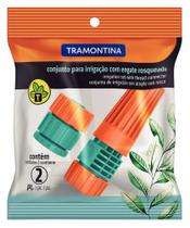Conjunto para Irrigação Tramontina com Engate e Esguicho Rosqueado para Mangueira 1/2" Conjunto para Irrigação Tramontina com Engate e Esguicho Rosqueado para Mangueira 1/2"