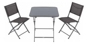 Conjunto Para Jardim 3 Pecas Em Aco Cinza Escuro Emys