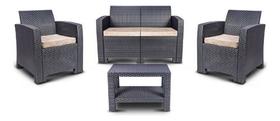 Conjunto Para Jardim 4 Lugares Em Rattan Chumbo Com Mesa Conjunto Para Jardim 4 Lugares Em Rattan Chumbo Com Mesa