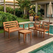 Conjunto para Jardim com 1 Sofá 2 Poltronas 1 Mesa de Centro Madeira Maciça Cairo sem Almofadinha Yescasa