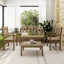 Conjunto para Jardim de Madeira 100% Eucalipto 4 Peças Envelhecida Vegas Marrom/Cera Conjunto para Jardim de Madeira 100% Eucalipto 4 Peças Envelhecida Vegas Marrom/Cera