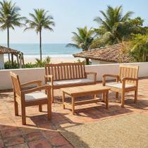 Conjunto para Jardim de Madeira Eucalipto 4 Peças Estofado Nature Yescasa Marrom/Amadeirado/Bege