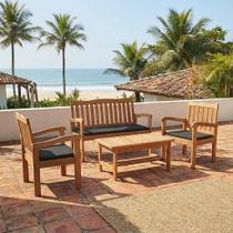 Conjunto para Jardim de Madeira Eucalipto 4 Peças Estofado Nature Yescasa Marrom/Amadeirado/Preto Conjunto para Jardim de Madeira Eucalipto 4 Peças Estofado Nature Yescasa Marrom/Amadeirado/Preto