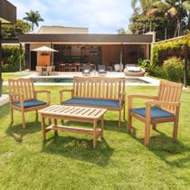 Conjunto para Jardim de Madeira Eucalipto 4 Peças Estofado Nature Yescasa