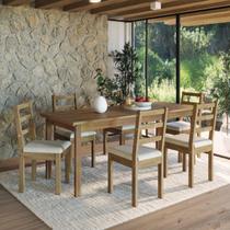 Conjunto para Jardim Madeira Maciça 160x80cm 1 Mesa 6 Cadeiras Assento Estofado Itália Conjunto para Jardim Madeira Maciça 160x80cm 1 Mesa 6 Cadeiras Assento Estofado Itália