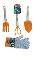 Conjunto para Jardinagem 03 peças (garfo, pá e ancinho) código 78100/801 Tramontina + Par Luvas 78032/801 Tramontina
