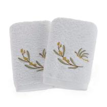 Conjunto para lavabo com 2 peças Mimosa branco retangular 30 cm x 50 cm 100% algodão - Trussardi Conjunto para lavabo com 2 peças Mimosa branco retangular 30 cm x 50 cm 100% algodão - Trussardi