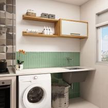 Conjunto para Lavanderia Aéreo com 2 Peças 100% MDF Vicenza Espresso Móveis Bege/Amêndoa/Off White Conjunto para Lavanderia Aéreo com 2 Peças 100% MDF Vicenza Espresso Móveis Bege/Amêndoa/Off White