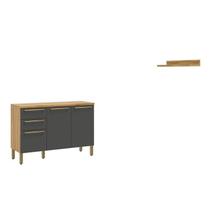 Conjunto para Lavanderia com 2 Peças 100% Mdf Itália Espresso Móveis Amêndoa/Chumbo