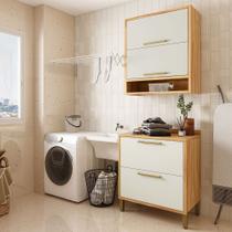Conjunto para Lavanderia com 2 Peças 100% MDF Vicenza Espresso Móveis Bege/Amêndoa/Off White Conjunto para Lavanderia com 2 Peças 100% MDF Vicenza Espresso Móveis Bege/Amêndoa/Off White