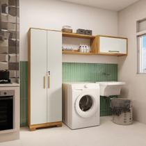 Conjunto para Lavanderia com 3 Peças 100% MDF Vicenza Espresso Móveis Bege/Amêndoa/Off White Conjunto para Lavanderia com 3 Peças 100% MDF Vicenza Espresso Móveis Bege/Amêndoa/Off White