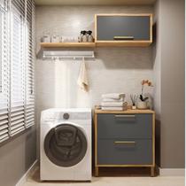 Conjunto para Lavanderia com 3 Peças 100% Mdf Vicenza Espresso Móveis