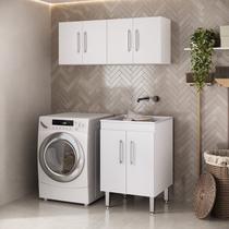 Conjunto para Lavanderia com 3 Peças Branco Conjunto para Lavanderia com 3 Peças Branco