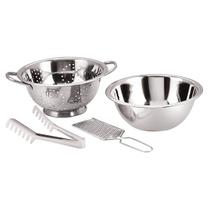 Conjunto Para Massas Macarrão Bowl Escorredor Pegador Inox