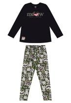 Conjunto para Meninas Blusa Meia Malha e Calça Legging em Cotton Bee Loop Conjunto para Meninas Blusa Meia Malha e Calça Legging em Cotton Bee Loop