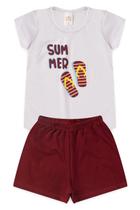 Conjunto para meninas verão estampa chinelo branco