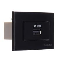 Conjunto para Moveis com Tomada Carregador USB 2A Preta Sleek Margirius Conjunto para Moveis com Tomada Carregador USB 2A Preta Sleek Margirius