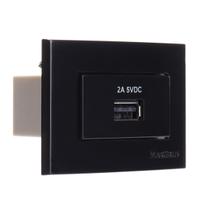 Conjunto para Moveis com Tomada Carregador USB 2A Preta Sleek Margirius