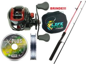 Conjunto para Pesca Vara Carbono 1,50m 25lb + Carretilha + Linha Multifilamento (Ref. 25)