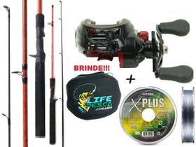 Conjunto para Pesca Vara Carbono 1,50m 25lb + Carretilha + Linha Multifilamento (Ref. 25)
