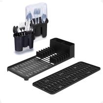 Conjunto Para Pia Cozinha Escorredor De Talher E Louça Preto