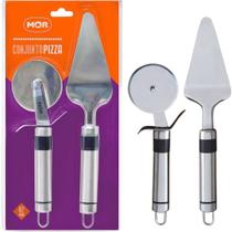 Conjunto Para Pizza Em Inox Espátula E Cortador Doce Cozinha 003325 - Mor