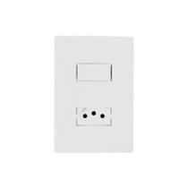 Conjunto Para Placa 4x2 1 Interruptor Simples + 1 Tomada Linha I9 10 Amperes Ilumi Slim Ref 78200