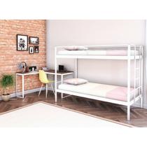 Conjunto para Quarto 1 Beliche e 1 Escrivaninha em L 105x105cm Completa Casa