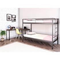 Conjunto para Quarto 1 Beliche e 1 Escrivaninha em L 105x105cm Preto/Fosco