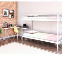 Conjunto para Quarto 1 Beliche e 1 Escrivaninha em L 126x126cm Completa Casa